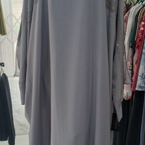 Beaded Detail Farasha Abaya Grey