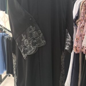 Dubai Floral Silver Detail Umbrella Abaya