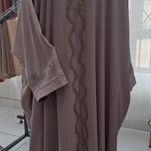 Dubai Beaded Farasha Abaya nude